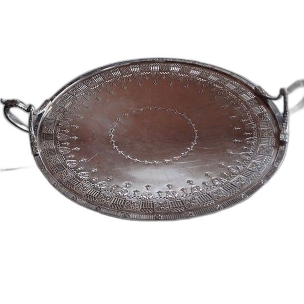 Antique Wallingford Co. Silver Plated Victorian 10" Round Pierced Dish/Tray
